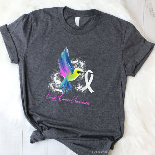 White Ribbon Lung Cancer Survivor Gift Lung Cancer Awareness T-Shirt