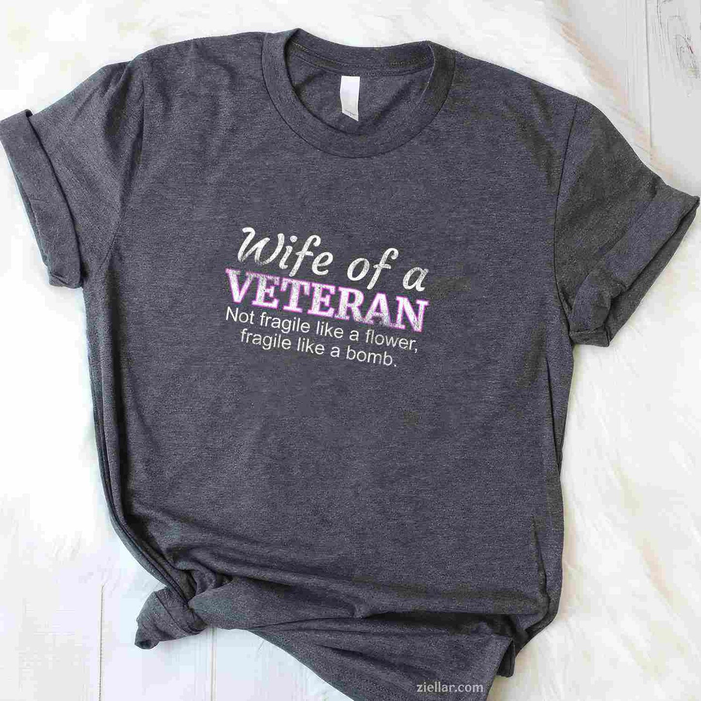 Wife Of A Veteran Military Support Husband T-Shirt With Flower Graphic Tee For Women Adults