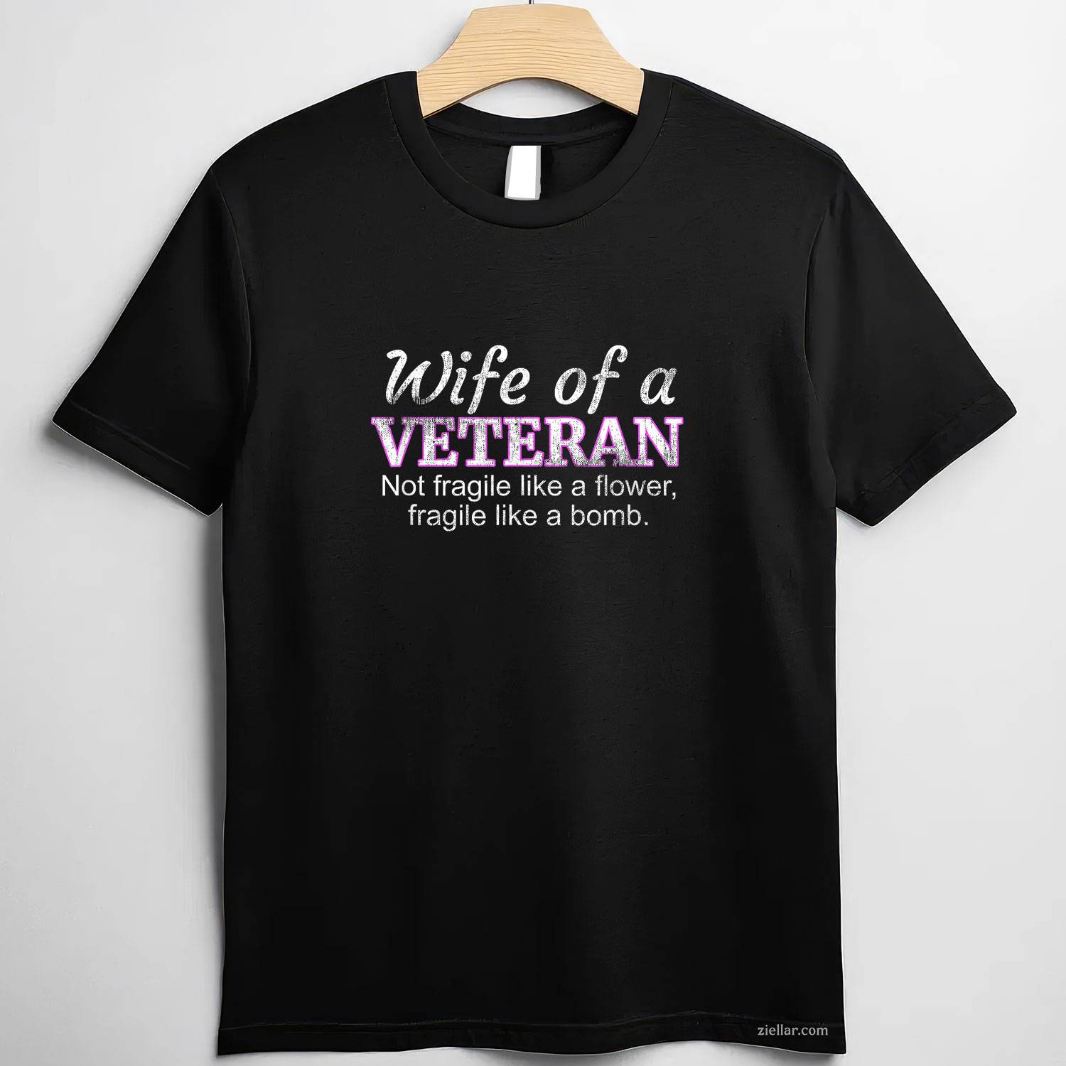 Wife Of A Veteran Military Support Husband T-Shirt With Flower Graphic Tee For Women Adults