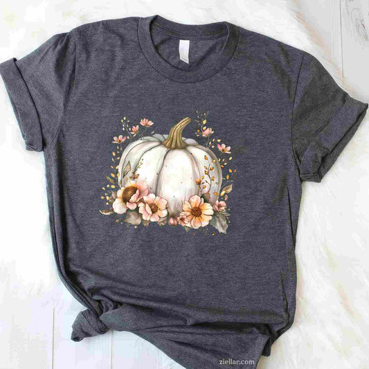 Wildflower Pumpkin Season Autumn Fall Leaves Thanksgiving T-Shirt and Tee for Adults Men Women Unisex