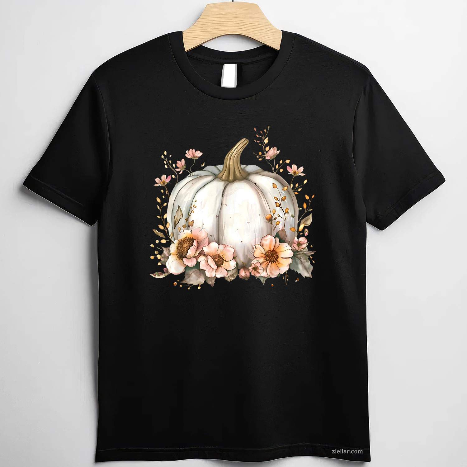 Wildflower Pumpkin Season Autumn Fall Leaves Thanksgiving T-Shirt and Tee for Adults Men Women Unisex