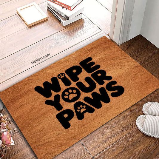 Wipe Your Paws Doormat, Unique Custom Pet Rug for Entryway or Front Door