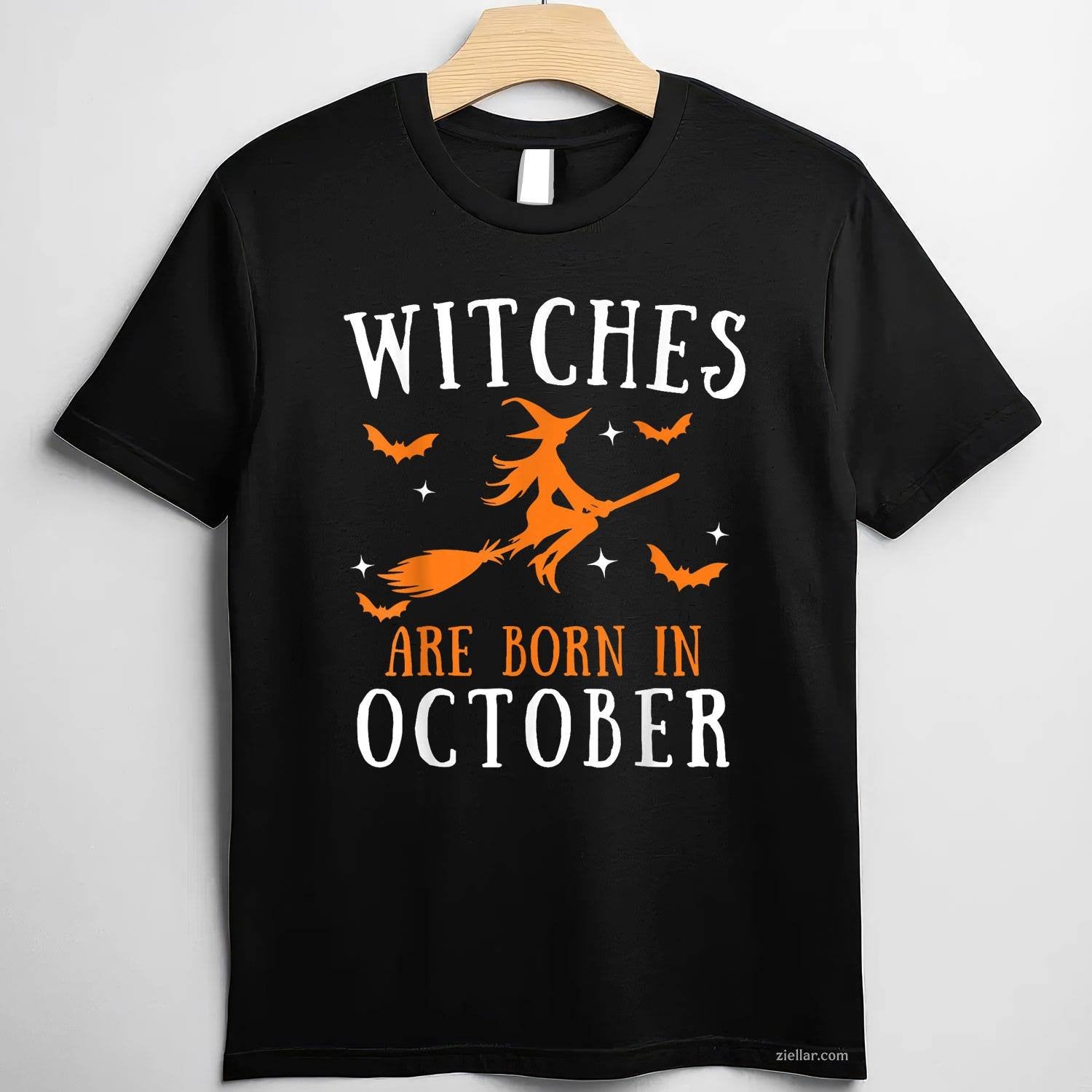 Witches Are Born In October Birthday Halloween Tee, Halloween T-Shirt for Men Women Adults Unisex, Cool Casual Street Style, Premium Quality
