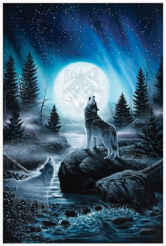 Wolf Poster and Canvas Wall Art, Cool Wolf Painting Print, Unique Room Decor for Bedroom or Living Room