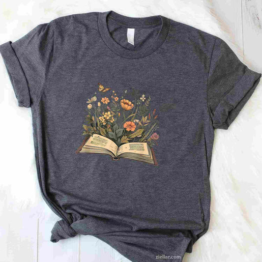 Women Book Lover Wildflowers Cottagecore Flowers Book T-Shirt