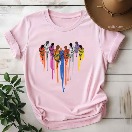 Women Heart Shape Watercolor, A Native American Heritage Month T-Shirt And Tee For Women