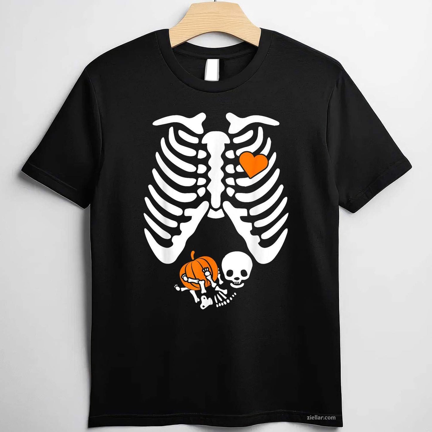 Women Skeleton Pregnancy Announcement Mom Halloween Tee, Halloween T-Shirt for Men Women Adults Unisex, Trendy Graphic Apparel, Unique Gift Idea