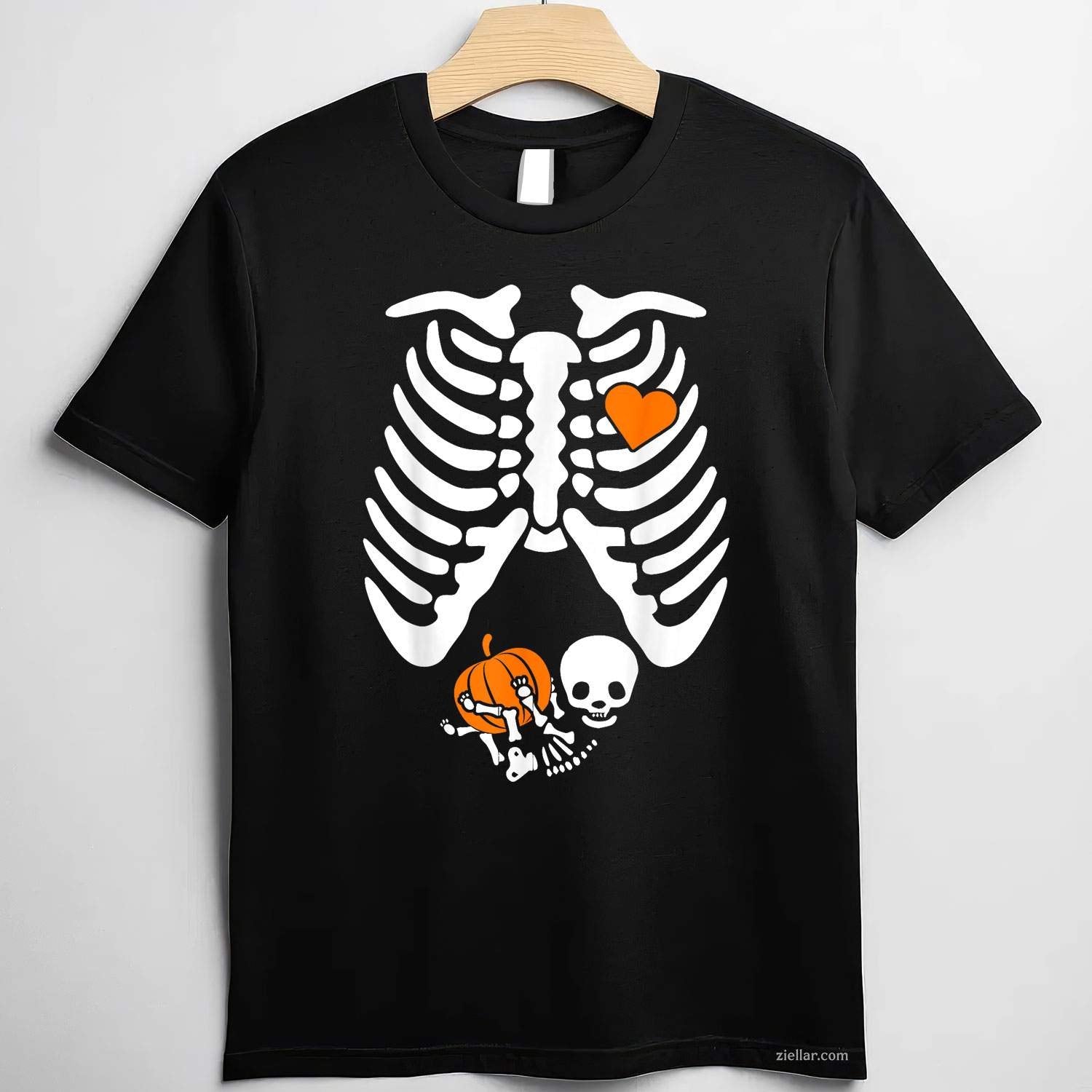 Women Skeleton Pregnancy Announcement Mom Halloween Tee, Halloween T-Shirt for Men Women Adults Unisex, Trendy Graphic Apparel, Unique Gift Idea