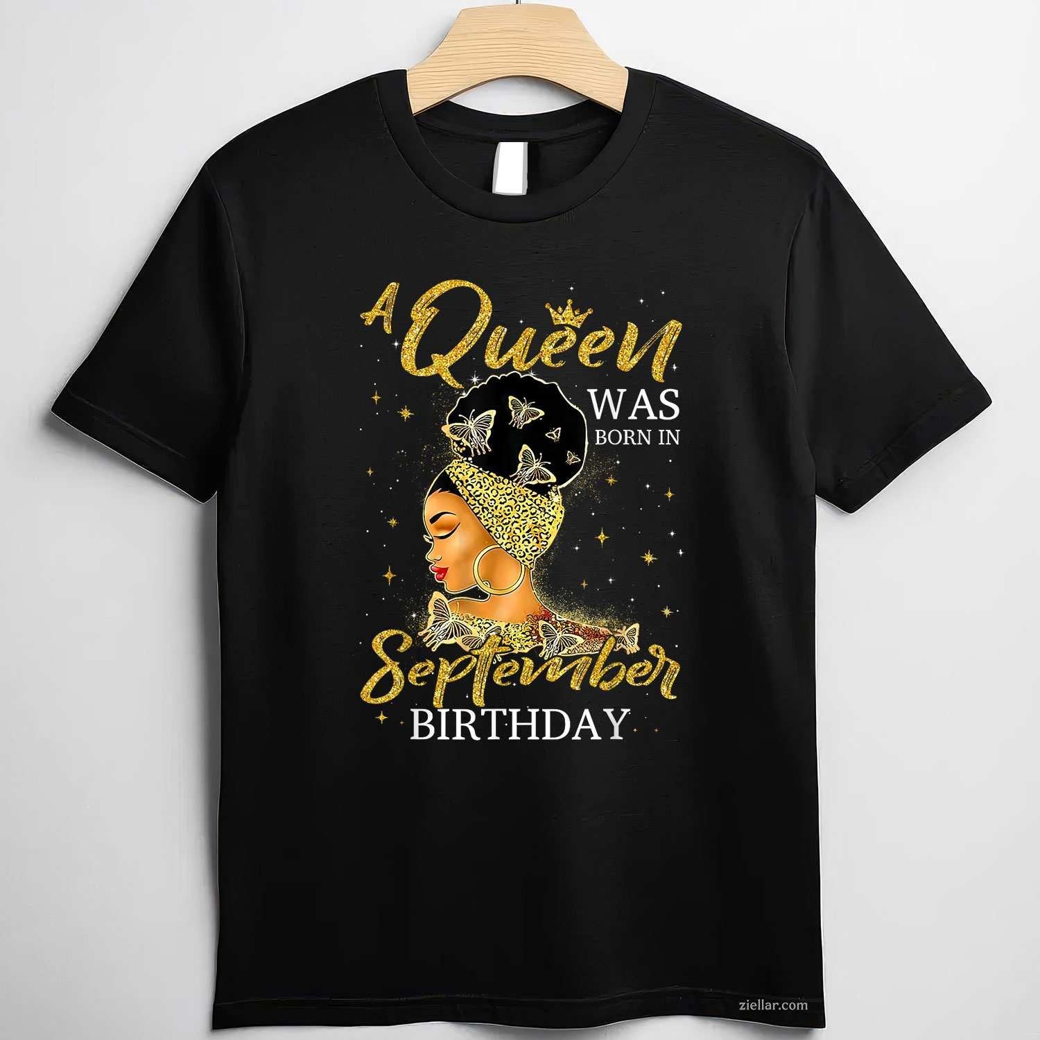 Womens A Queen Was Born In September Happy Birthday To Me T-Shirt Tee