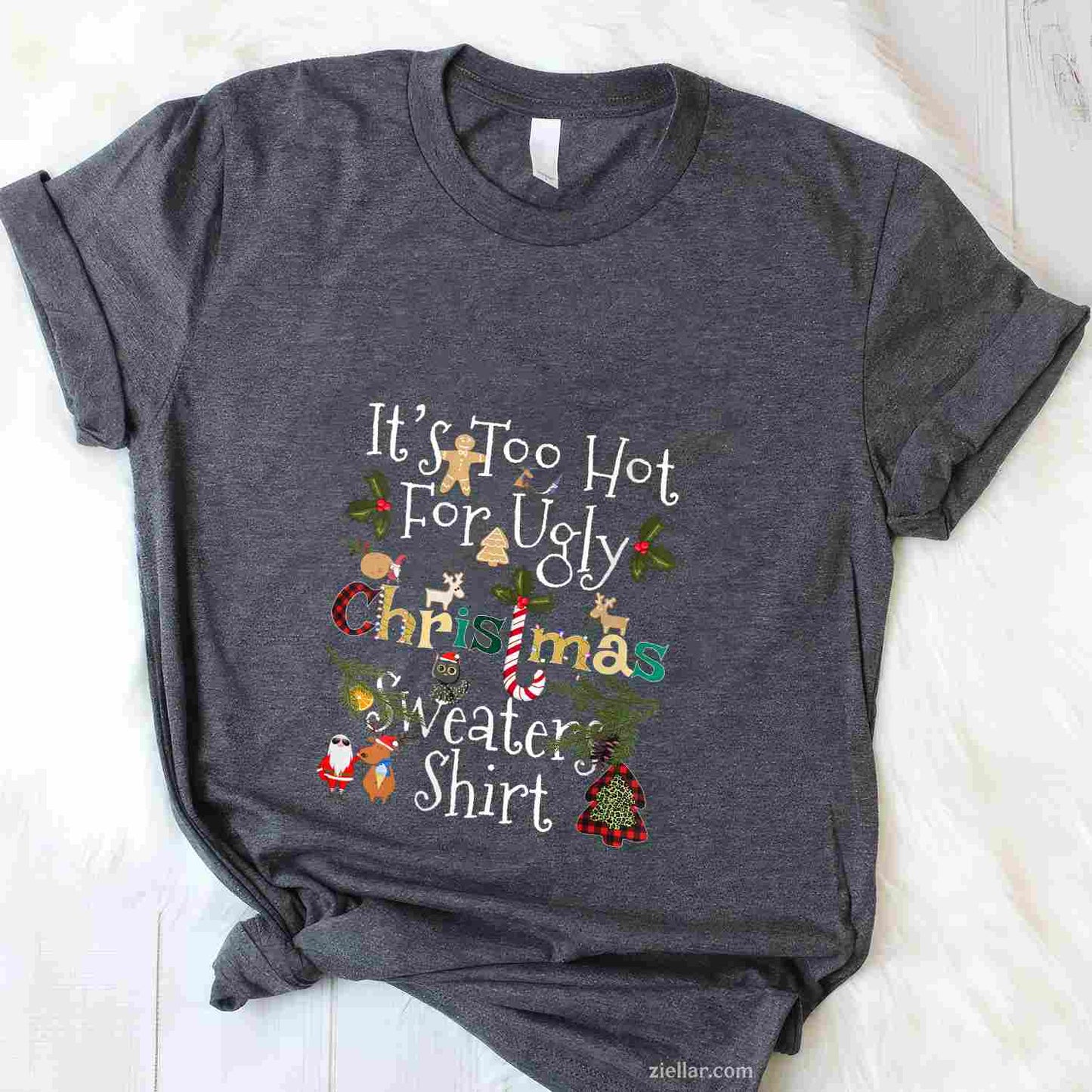 Womens It'S Too Hot For Ugly Christmas Sweaters Shirt Funny Xmas V-Neck T-Shirt_ Funny Party Tee For Her
