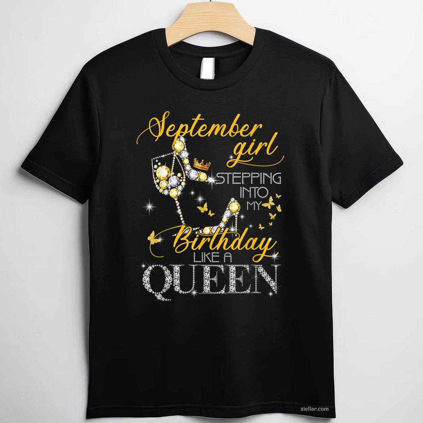 Womens September Girl Stepping Into My Birthday Like A Boss T-Shirt Tee
