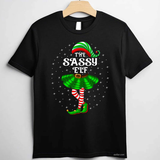 Xmas Family Matching Women Mom The Sassy Elf Christmas T-Shirt, A The Sassy Elf Christmas Family Matching Tee