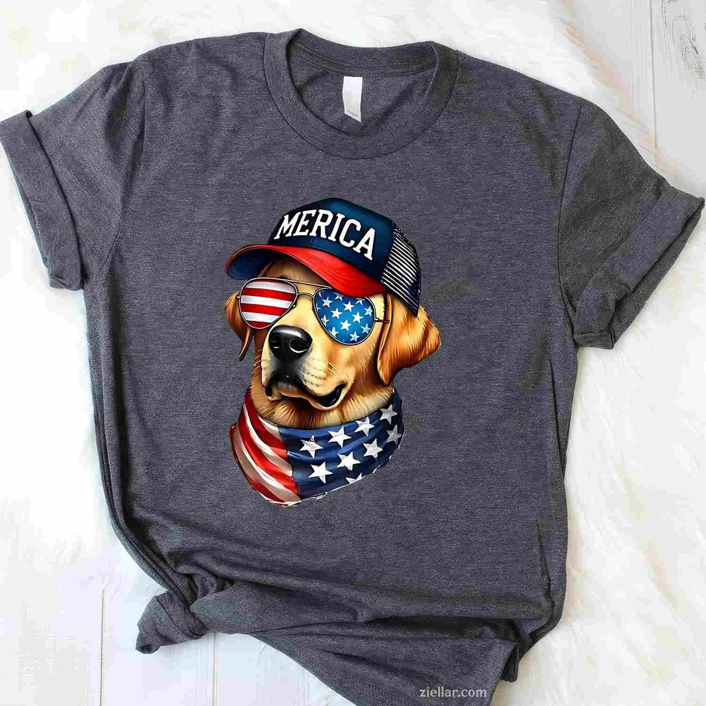 Yellow Labrador Retriever 4Th Of July T-Shirt, Merica Usa Flag Vintage Graphic Tee For Lab Lovers