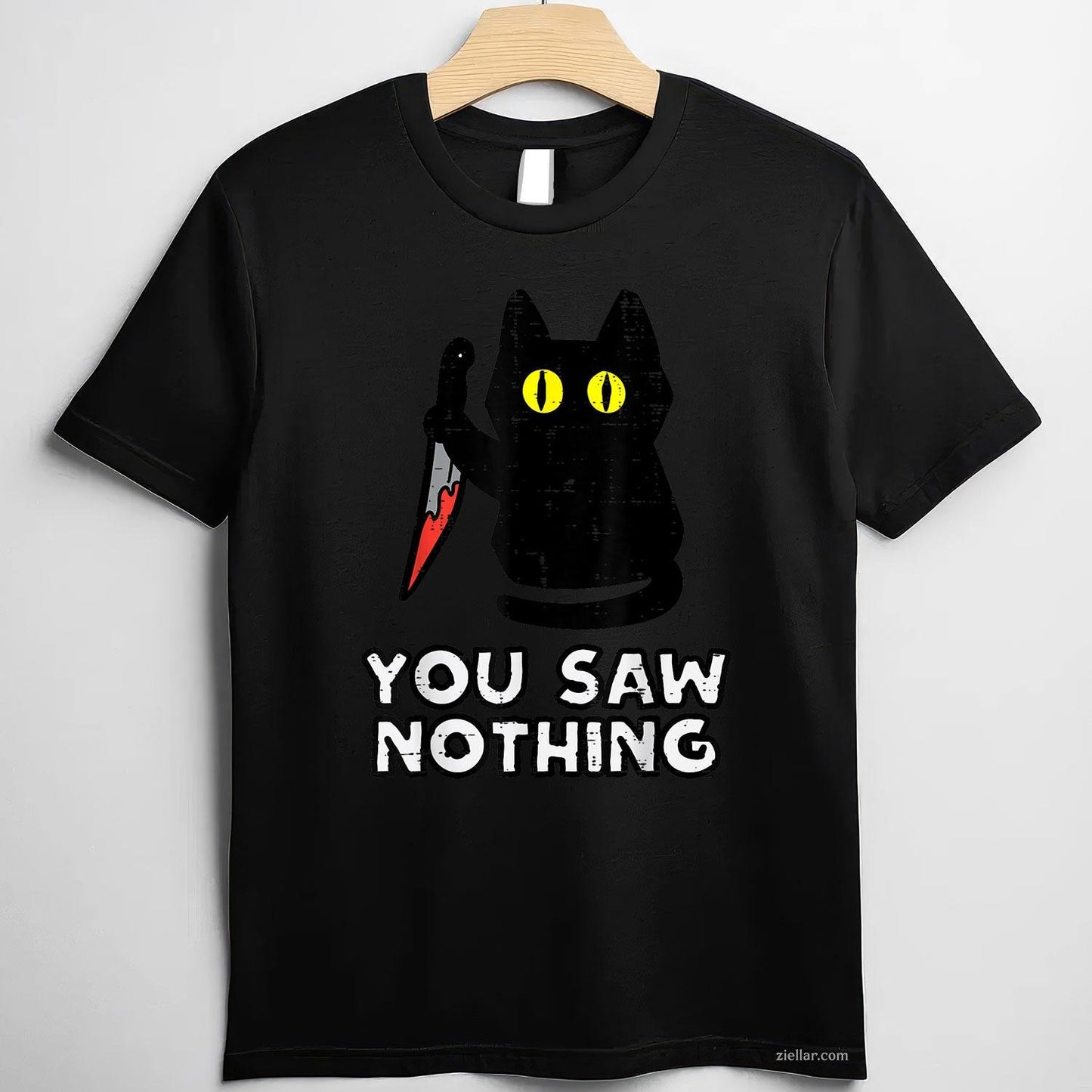 You Saw Nothing Black Cat Funny Halloween Tee, Halloween T-Shirt for Men Women Adults Unisex, Cool Casual Street Style, Premium Quality