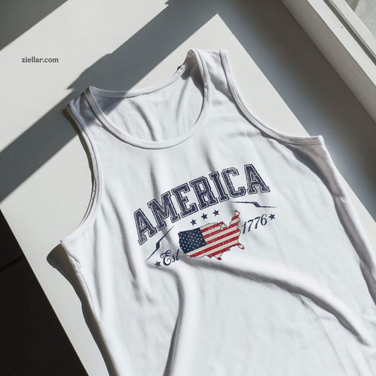 Patriotic American Flag USA Est 1776 4th of July America Tank Top Shirt