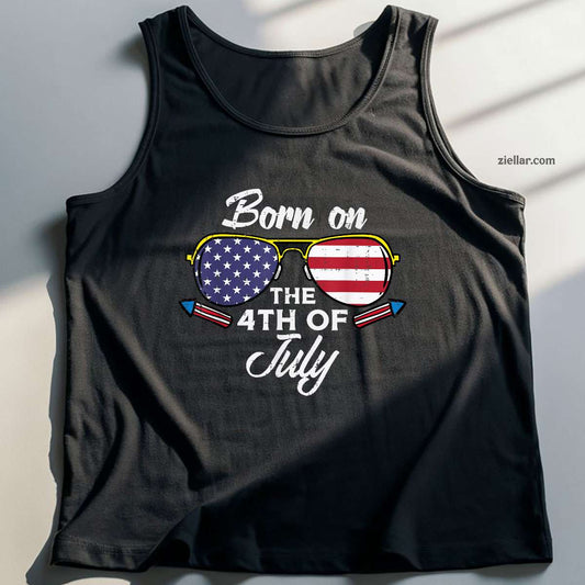Born On The 4th Of July Sunglasses Fourth Birthday Patriot Tank Top Shirt