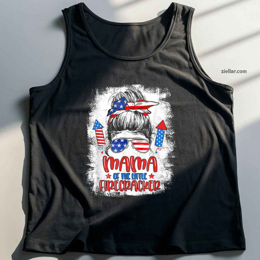 Mama Of The Little Firecracker 4th of July Birthday For Mom Tank Top Shirt