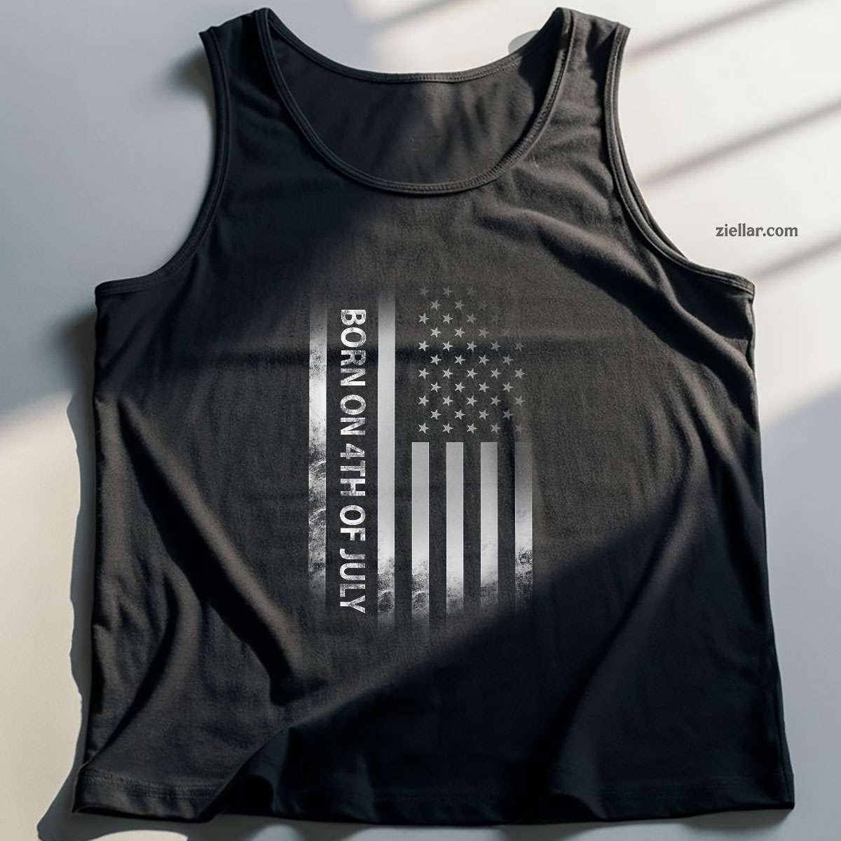 4th of July Birthday American Flag Born on the Fourth Tee Tank Top Shirt