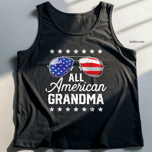 All American Grandma 4th of July Family Matching Sunglasses Tank Top Shirt