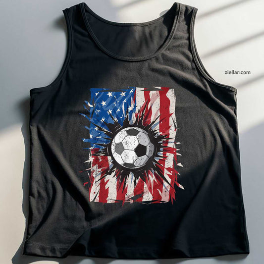 Patriotic Soccer 4th of July Men USA American Flag Boys Tank Top Shirt