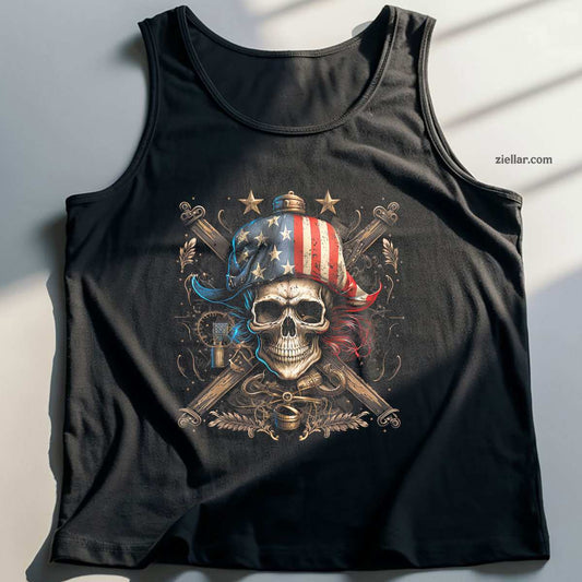 Pirate 4th of July American Flag USA America Funny Tank Top Shirt, Patriotic Independence Day Gift