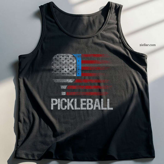 US Flag Pickleball Player Paddleball Lover Tank Top Shirt, Patriotic USA Independence Day Gift