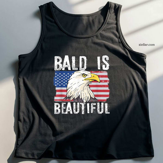 Bald Is Beautiful 4th of July Independence Day Bald Eagle Tank Top Shirt Tee for Men Women Unisex