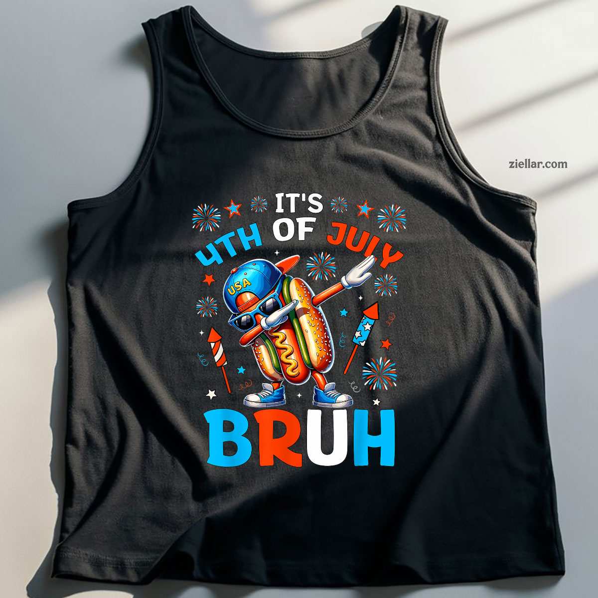 Bruh 4th Of July Hotdog Funny Fourth of July Tank Top Shirt Tee for Men Women Unisex
