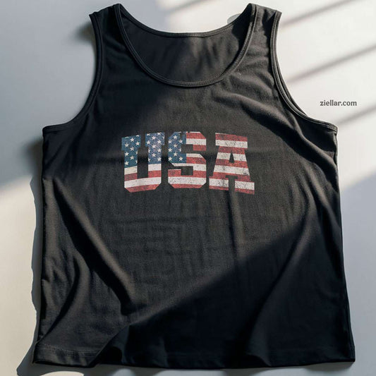 USA US Flag Patriotic 4th of July America Tank Top Shirt Tee for Men Women Unisex