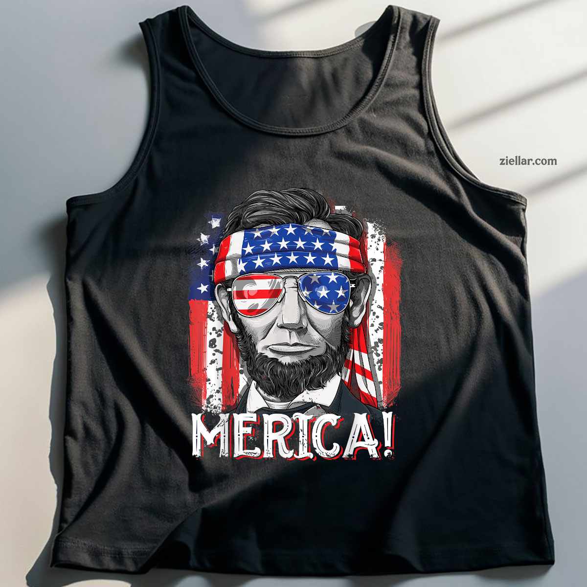 Lincoln 4th Of July Merica Abe Men Women American Flag Tank Top Shirt Tee
