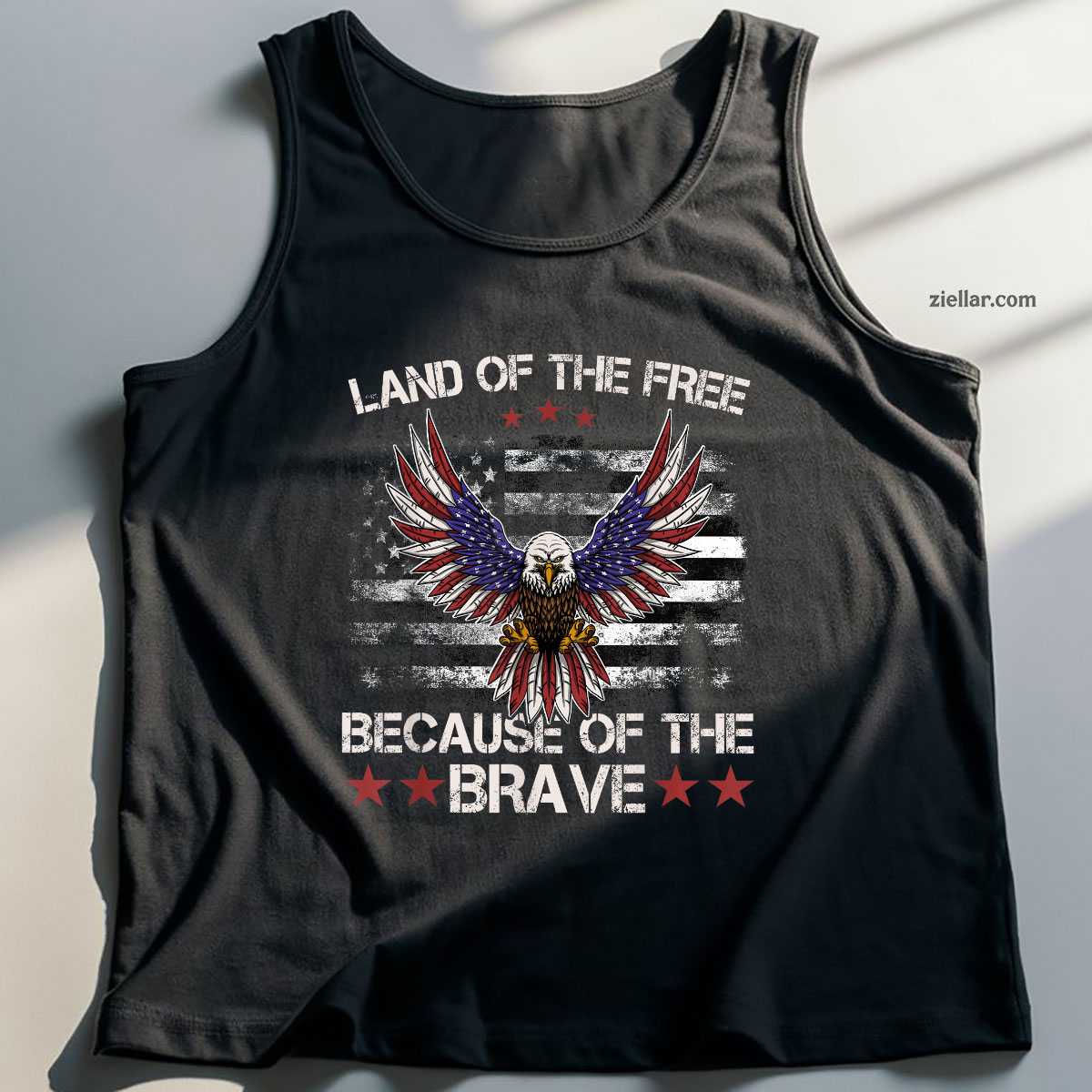America Eagle _ Land of the Free Because of the Brave Tank Top Shirt Tee for Men Women Unisex