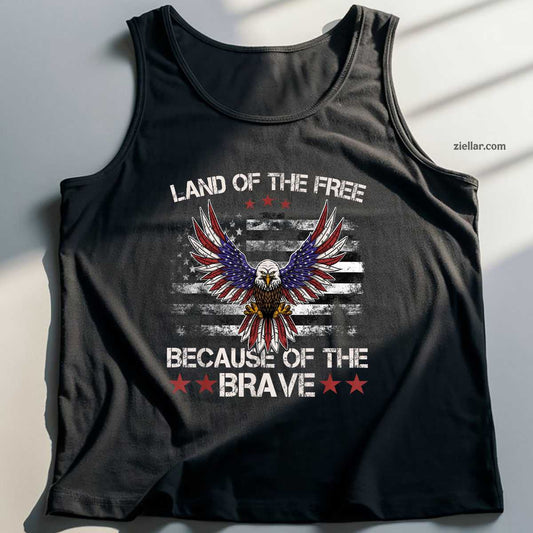America Eagle _ Land of the Free Because of the Brave Tank Top Shirt Tee for Men Women Unisex