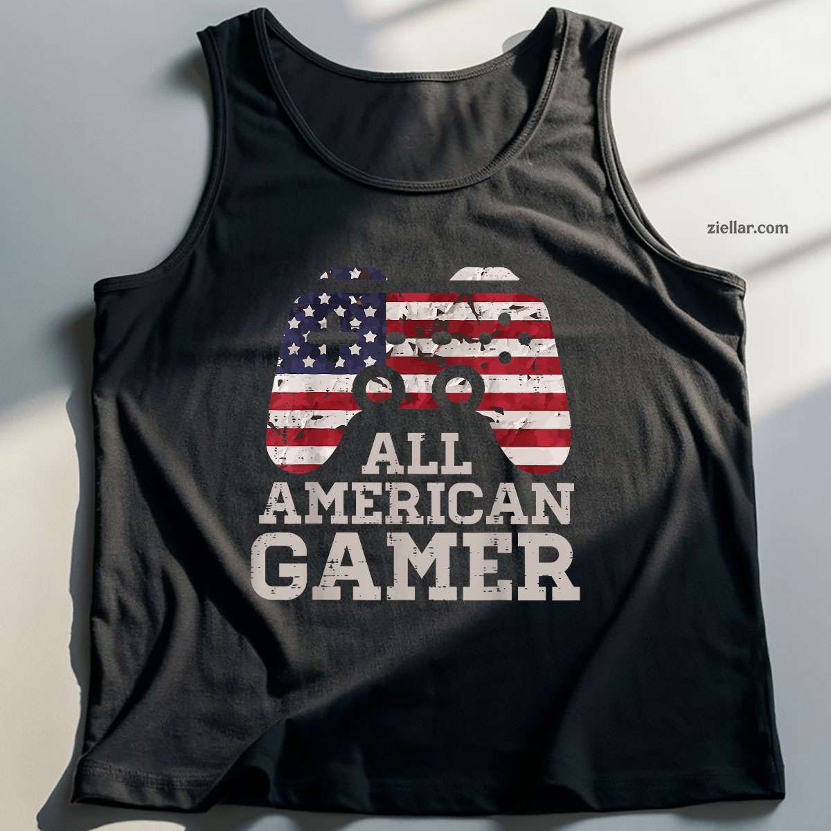 4th July All American Gamer Patriot Men Tank Top Shirt Tee Patriotic USA Independence Day Design