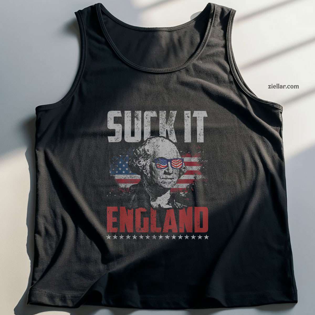 Suck It England George Washington 4th of July American Flag Tank Top Shirt Tee for Men Women Unisex