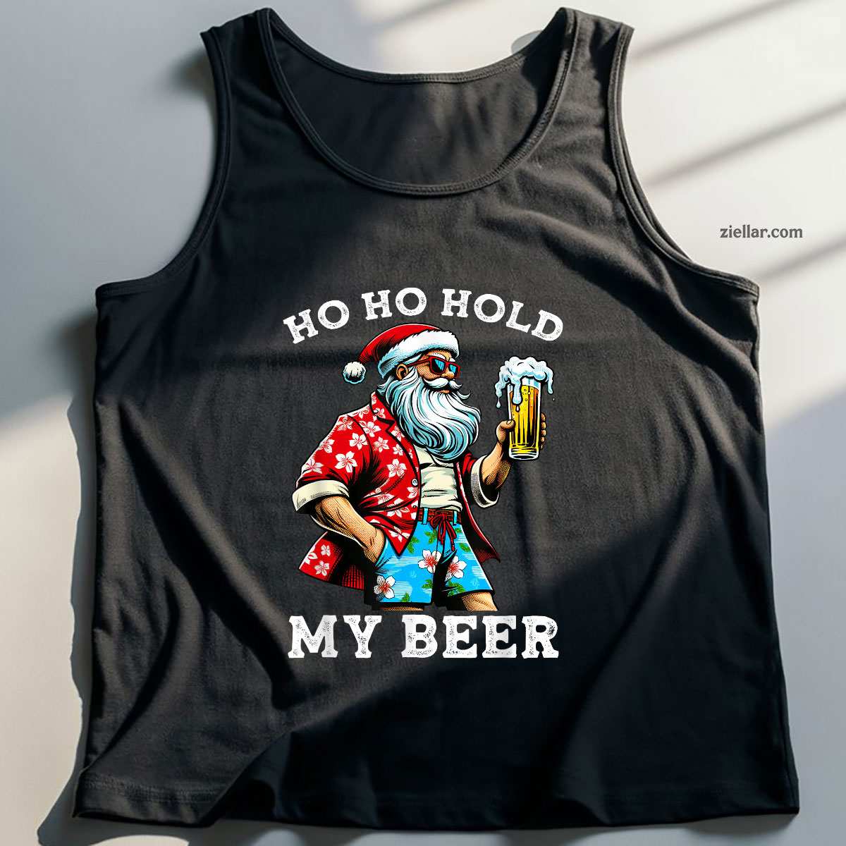 Funny Santa With Sunglasses And Beer Christmas in July Tank Top Shirt Funny Christmas in July Tee and Tank Top Shirt for Men Women Adults