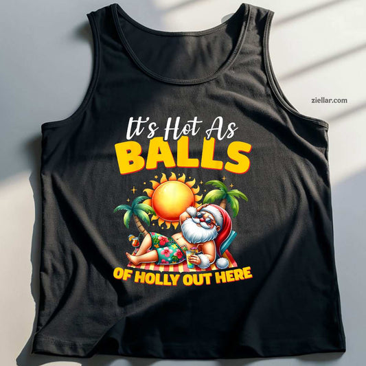 Funny Christmas In July Hawaii Santa Beach Summer Vacation Tank Top Shirt Funny Christmas in July Tee and Tank Top Shirt for Men Women Adults