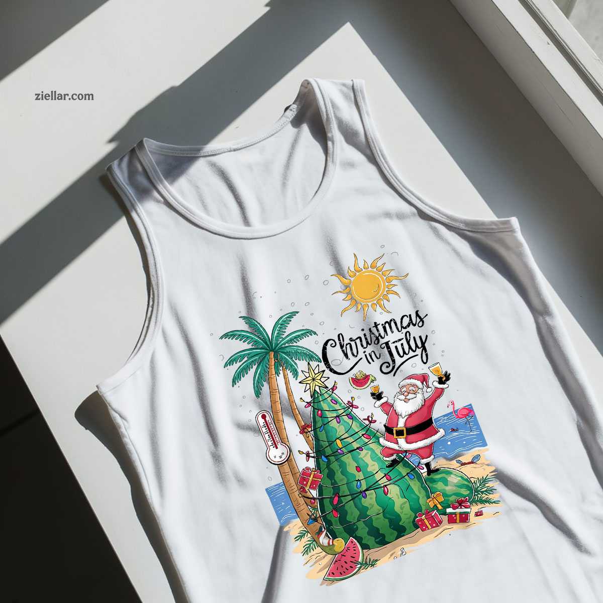 Beach Summer Tank Top Shirt Funny Christmas in July Tee and Tank Top Shirt for Men Women Adults