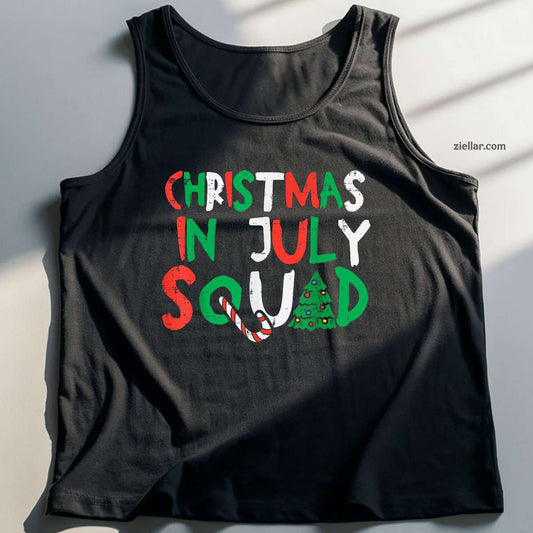 Christmas In July Squad Funny Summer Xmas Men Women Tank Top Shirt Funny Christmas in July Tee and Tank Top Shirt for Men Women Adults Tee Gift