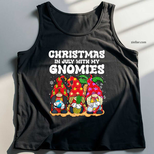 Summer Vacation Gnomes Lover Funny Christmas In July Tank Top Shirt Funny Christmas in July Tee and Tank Top Shirt for Men Women Adults