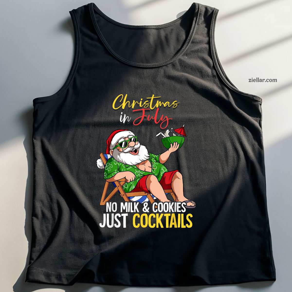 Christmas In July Santa Tank Top Shirt Funny Christmas in July Tee and Tank Top Shirt for Men Women Adults