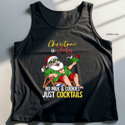 Christmas In July Santa Tank Top Shirt Funny Christmas in July Tee and Tank Top Shirt for Men Women Adults