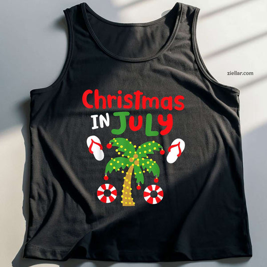 Christmas in July Funny Summer Xmas Men Women Tank Top Shirt Funny Christmas in July Tee and Tank Top Shirt for Men Women Adults