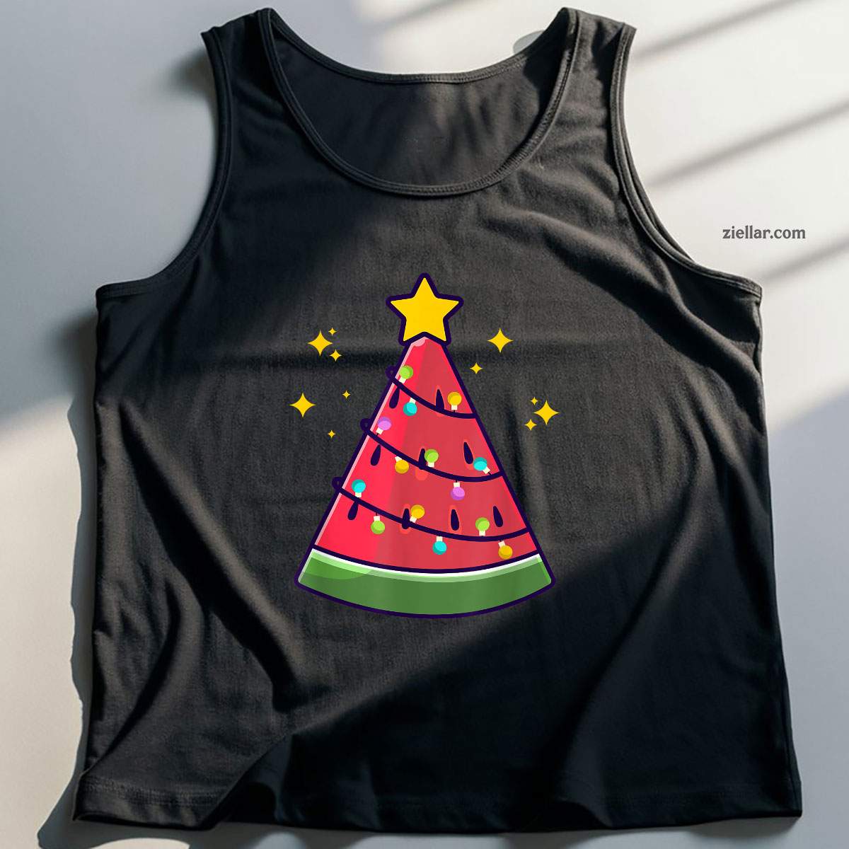 Christmas In July Watermelon Summer Xmas Tree Cute Tank Top Shirt Funny Christmas in July Tee and Tank Top Shirt for Men Women Adults