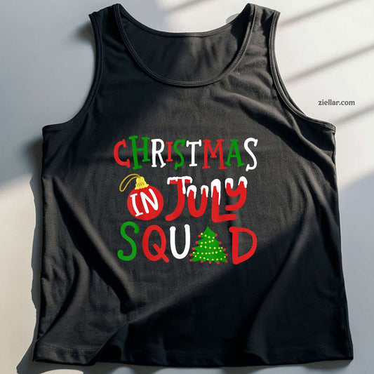 Christmas in July Squad Funny Merry Xmas Men Women Tank Top Shirt Funny Christmas in July Tee and Tank Top Shirt for Men Women Adults