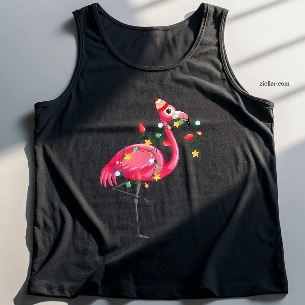 Hawaiian Summer Tropical Flamingo Funny Christmas In July Tank Top Shirt Funny Christmas in July Tee and Tank Top Shirt for Men Women Adults