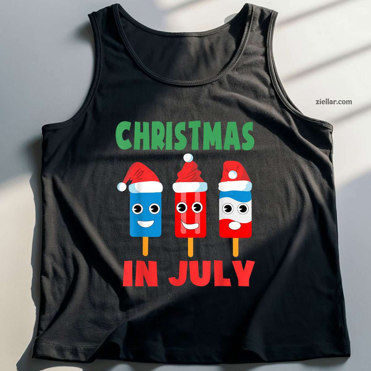 Christmas In July Ice Pops In Santa Hat Cute Tank Top Shirt Funny Christmas in July Tee and Tank Top Shirt for Men Women Adults
