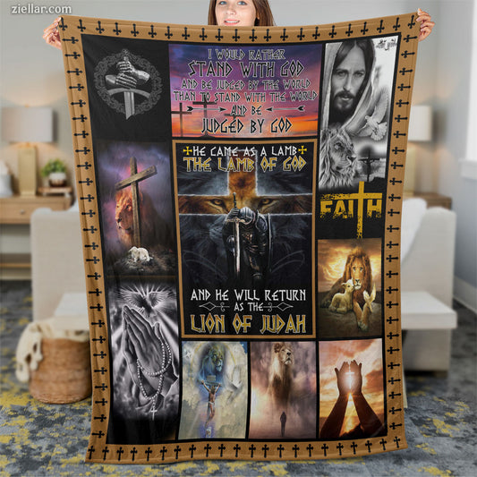 Christian Faith Quilt Blanket, Fleece Blanket with Crosses, Bible Verses and Jesus Images