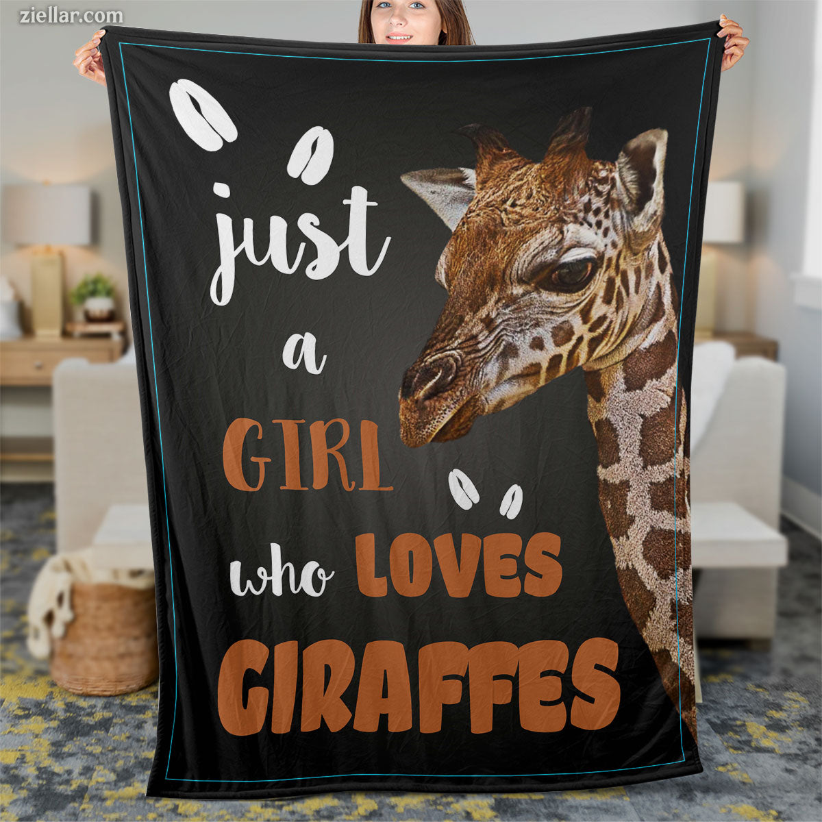 Giraffe Lover Quilt Blanket, Fleece Blanket with Cute Giraffe and Bold Typography Design