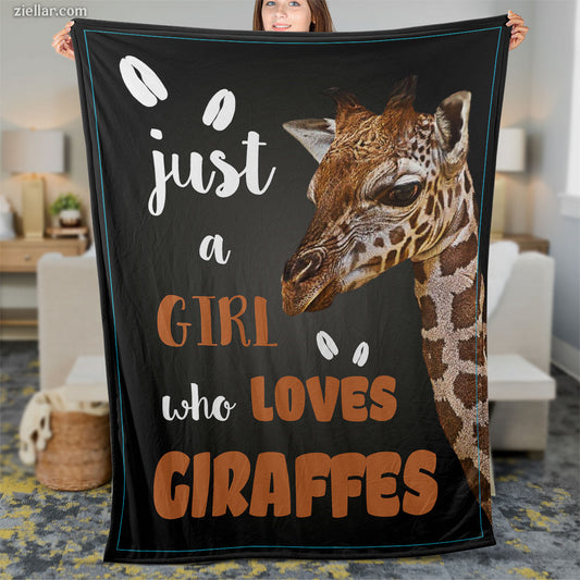 Giraffe Lover Quilt Blanket, Fleece Blanket with Cute Giraffe and Bold Typography Design