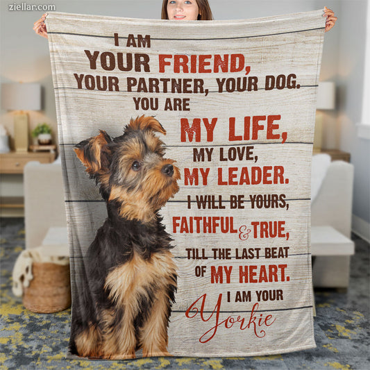 Yorkshire Terrier Quilt Blanket, Fleece Blanket with Dog Quote for Pet Lovers and Owners